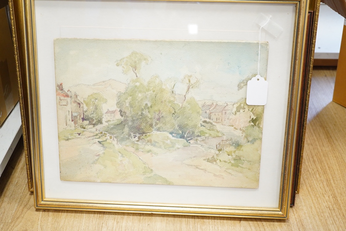 John Brown Harrison, Collection of nine Yorkshire scenes to include: oils and watercolours, largest 35 x 45cm, each framed